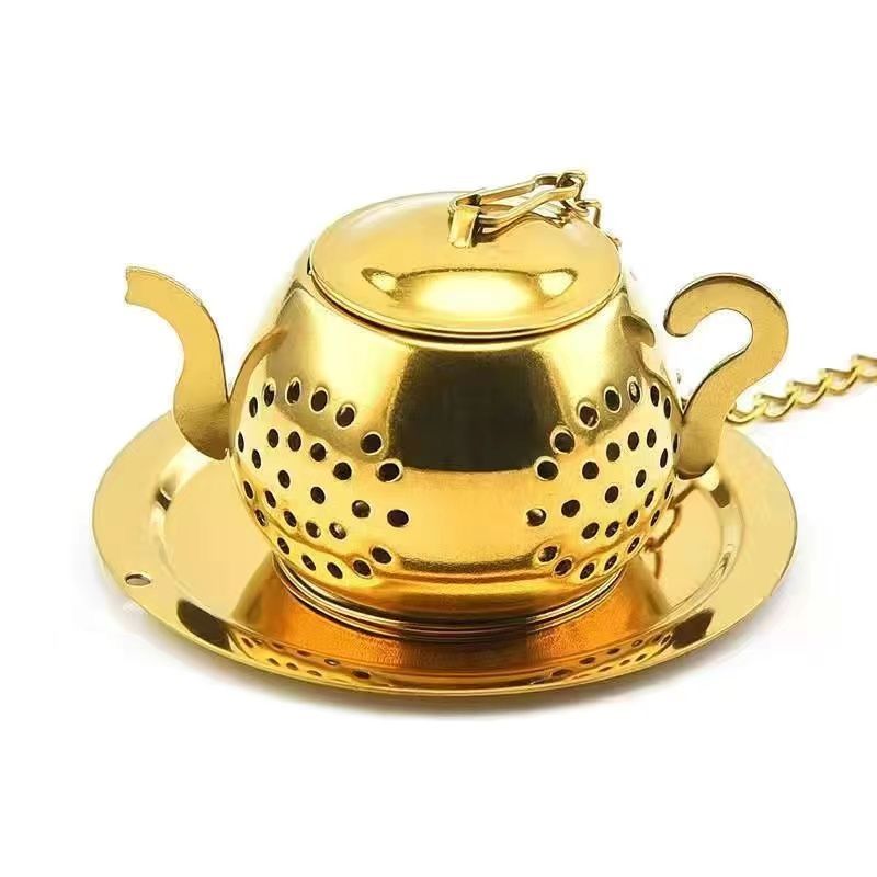 Tea Strainer, Stainless Steel Tea Infuser with Chain, Teapot Shape Loose Tea Filter, for Tea, Coffee Beans, Soup Seasoning