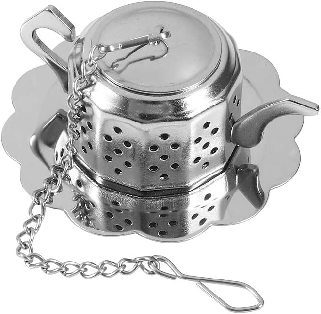 Tea Strainer, Stainless Steel Tea Infuser with Chain, Teapot Shape Loose Tea Filter, for Tea, Coffee Beans, Soup Seasoning