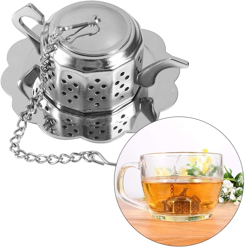 Tea Strainer, Stainless Steel Tea Infuser with Chain, Teapot Shape Loose Tea Filter, for Tea, Coffee Beans, Soup Seasoning