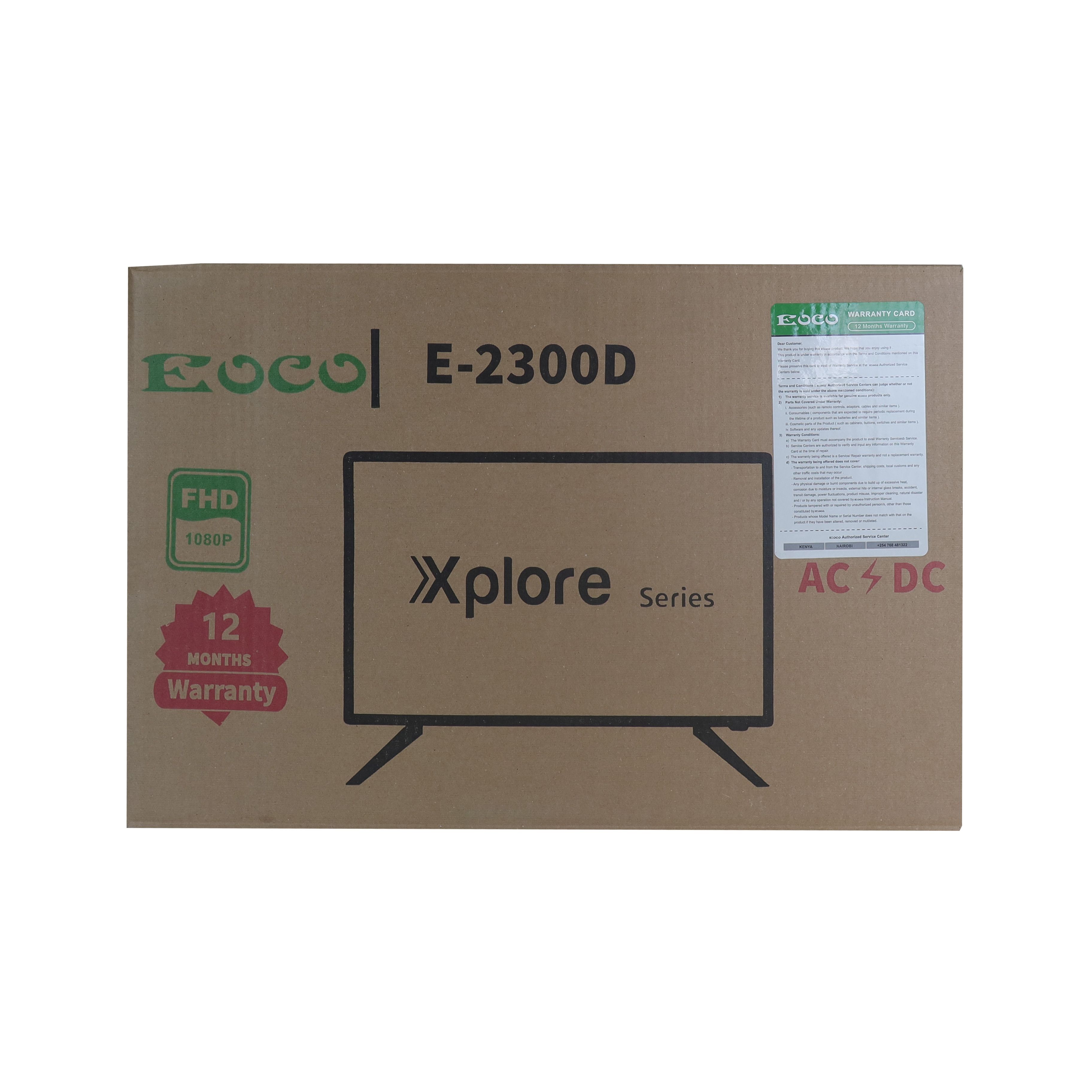 EOCO 23 inch Digital TV AC/DC(E-2300D)Original 1080P Energy Saving Televison with 12 Months Warranty