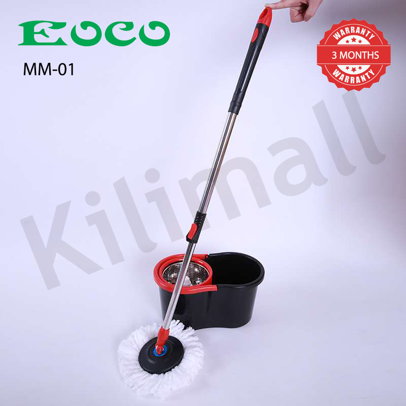 EOCO Spin Mop(MM-01)With Bucket Housework Hand Free Floor Cleaning Easy Microfiber Long Telescopic Handle Rotating 360 Spinning Magic Mop