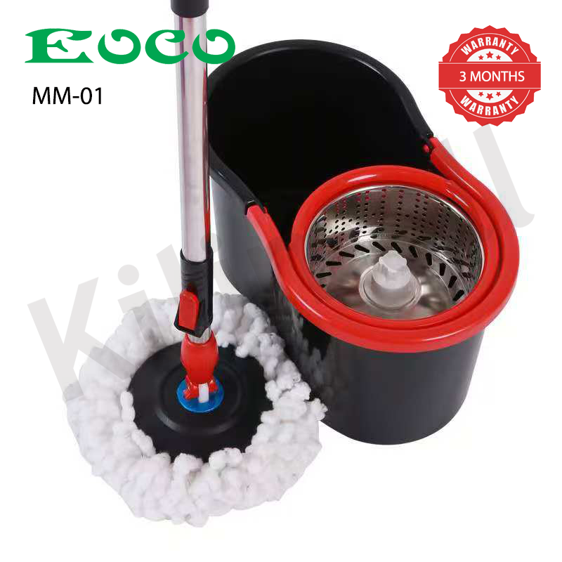 EOCO Spin Mop(MM-01)With Bucket Housework Hand Free Floor Cleaning Easy Microfiber Long Telescopic Handle Rotating 360 Spinning Magic Mop