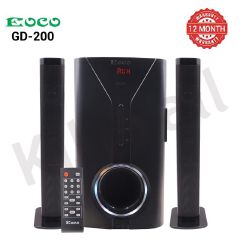 EOCO Sound Bar 2.1CH Multimedia Speaker System Bluetooth Subwoofer GD-200 Home Theater Audio BT/USB/SD/FM Remote Control 75W PMPO 20000W