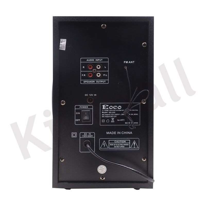 EOCO Sound Bar 2.1CH Multimedia Bluetooth Woofer Speaker GD-200 Subwoofer BT/USB/SD/FM Home Audio System with Remote Control 20000W