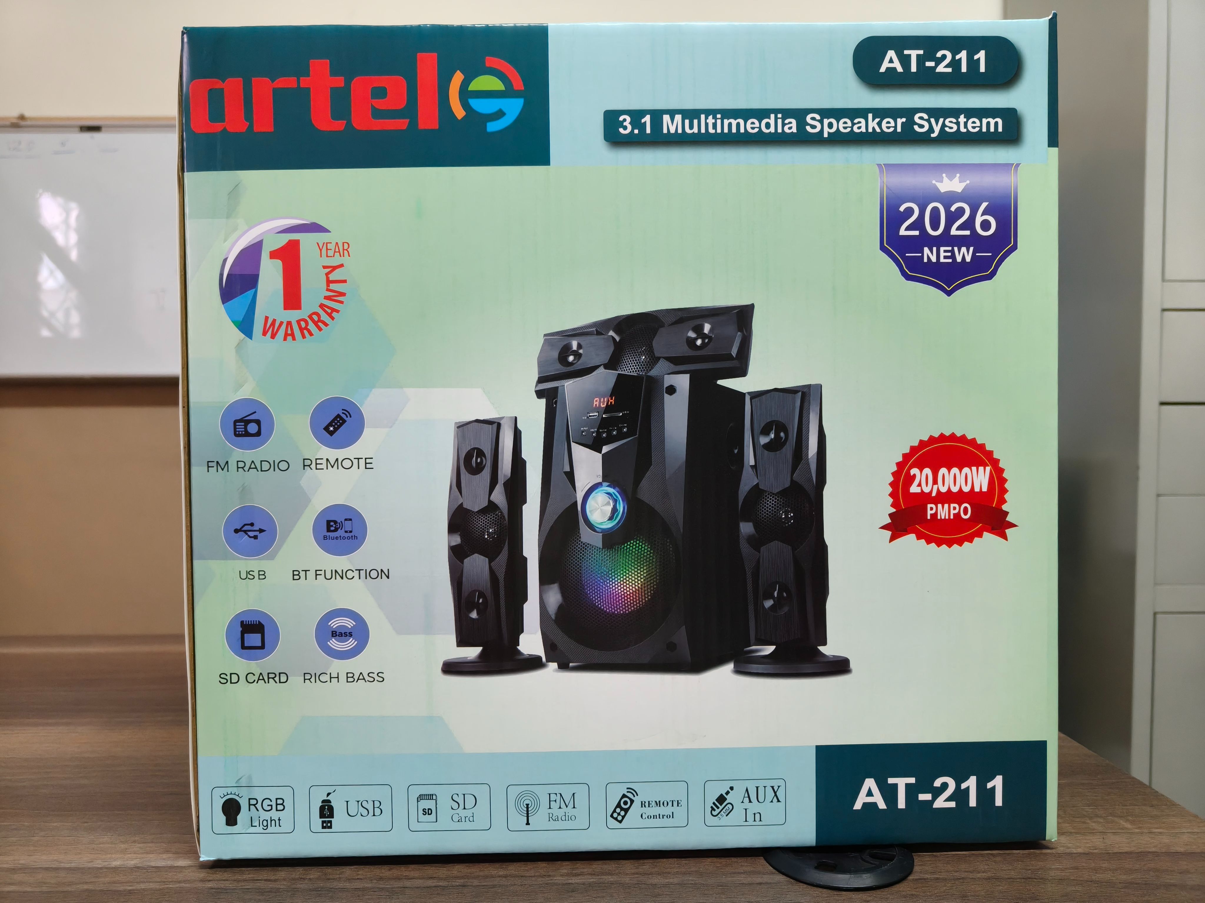 Artel 3.1CH Multimedia Bluetooth Woofer Speaker AT-211 Subwoofer with 12 Months Warranty,BT/USB/SD/FM Home Audio System with Remote Control 20000W