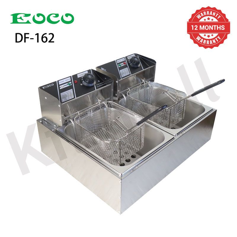 EOCO 12L Double Commercial Electric Deep Fryer Stainless Steel Cookware Silver