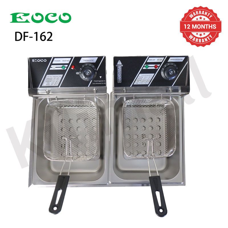 EOCO 12L Double Commercial Electric Deep Fryer Stainless Steel Cookware Silver
