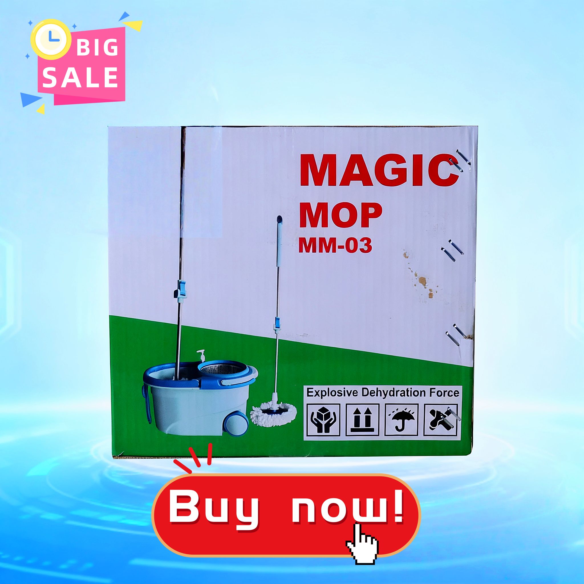 EOCO Spin Mop(MM-03)With Bucket Housework Hand Free Floor Cleaning Easy Microfiber Long Telescopic Handle Rotating 360 Spinning Magic Mop