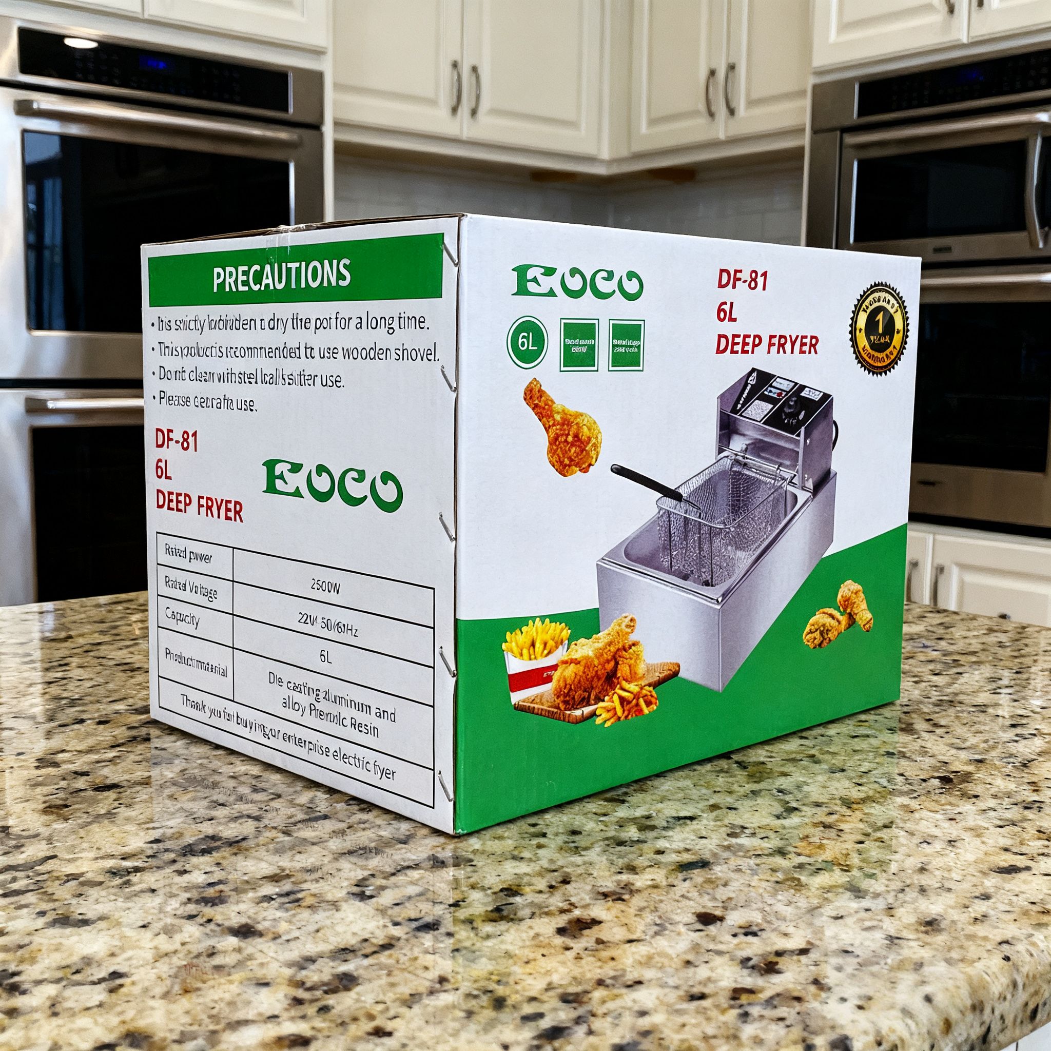 EOCO 6L Single Commercial & Home Electric Deep Fryer – Stainless Steel Silver Cookware. Fast even heating, removable parts, overheat protection, great for restaurants & daily household frying.