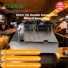 EOCO 6L*2 Commercial Home Electric 12L Deep Fryer Stainless Steel Silver Cookware Fast even heating, removable parts, overheat protection, great for restaurants daily household frying
