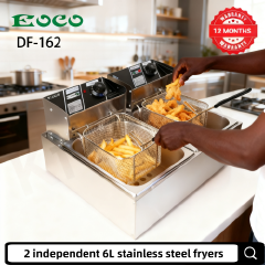 EOCO 6L*2 Commercial Home Electric 12L Deep Fryer Stainless Steel Silver Cookware Fast even heating, removable parts, overheat protection, great for restaurants daily household frying