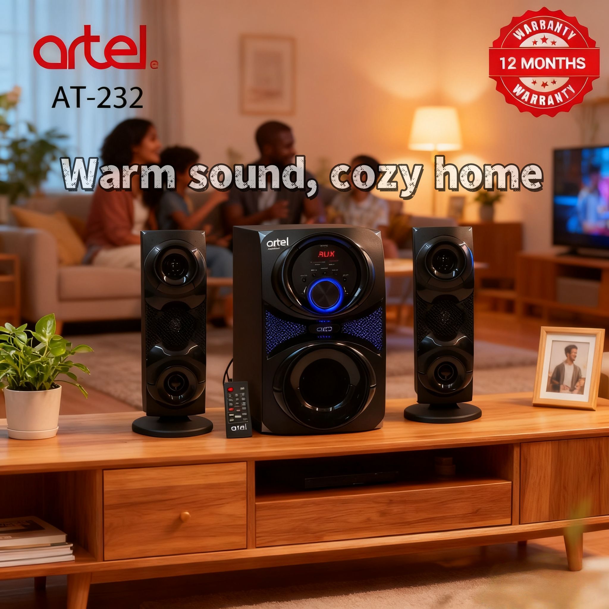 Artel AT-232 3.1CH Multimedia Bluetooth Subwoofer Speaker, 20000W High Power Home Audio System | Supports Bluetooth/USB/SD/FM Multi-Mode Playback, Remote Control Included, 12-Month Warranty.