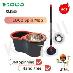 EOCO SM360 Spin Mop with Bucket, Hand Free 360 Rotating Magic Mop, Microfiber Floor Mop with Long Telescopic Handle, Easy Housework Floor Cleaning Spinning Mop