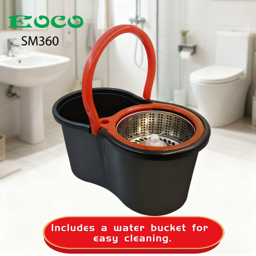 EOCO SM360 Spin Mop with Bucket, Hand Free 360 Rotating Magic Mop, Microfiber Floor Mop with Long Telescopic Handle, Easy Housework Floor Cleaning Spinning Mop