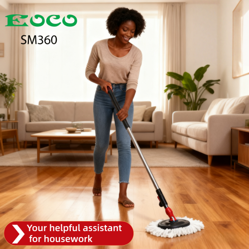 EOCO SM360 Spin Mop with Bucket, Hand Free 360 Rotating Magic Mop, Microfiber Floor Mop with Long Telescopic Handle, Easy Housework Floor Cleaning Spinning Mop