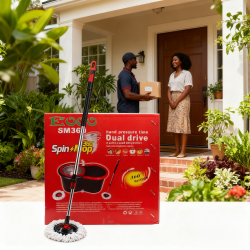 EOCO SM360 Spin Mop with Bucket, Hand Free 360 Rotating Magic Mop, Microfiber Floor Mop with Long Telescopic Handle, Easy Housework Floor Cleaning Spinning Mop