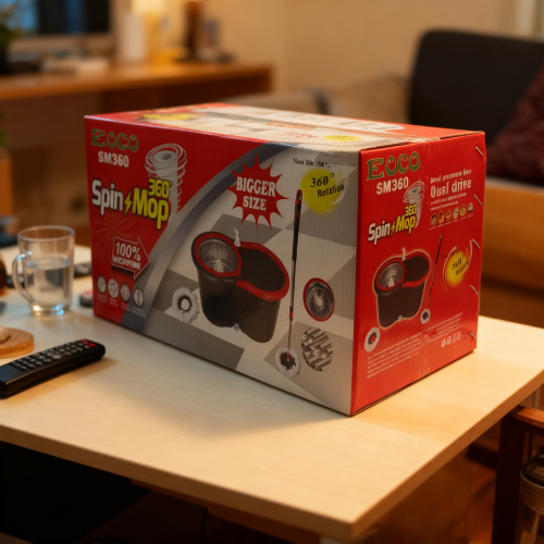 EOCO SM360 Spin Mop with Bucket, Hand Free 360 Rotating Magic Mop, Microfiber Floor Mop with Long Telescopic Handle, Easy Housework Floor Cleaning Spinning Mop