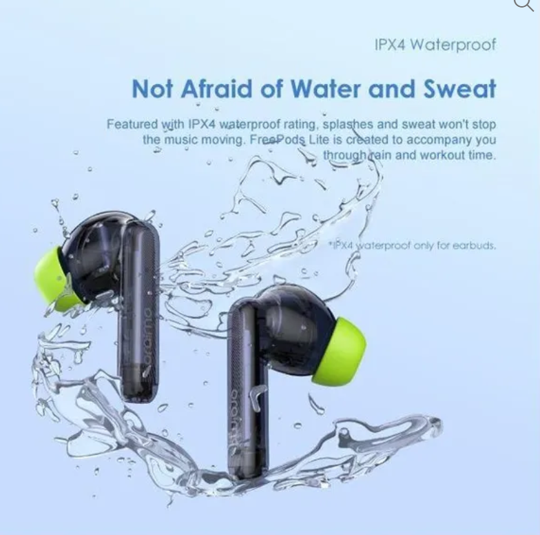 Oraimo FreePods Lite ENC 40-hour Playtime Heavybass True Wireless Earbuds. can withstand power for a long period of time upto 40 hours standby. has an incredible sound quality with superb bass