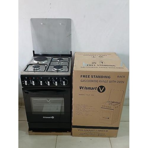 VOLSMART 50*55, 3 Gas Jet Pool Burners + 1 Rapid Plate, Free Standing Cooker with Electric Oven