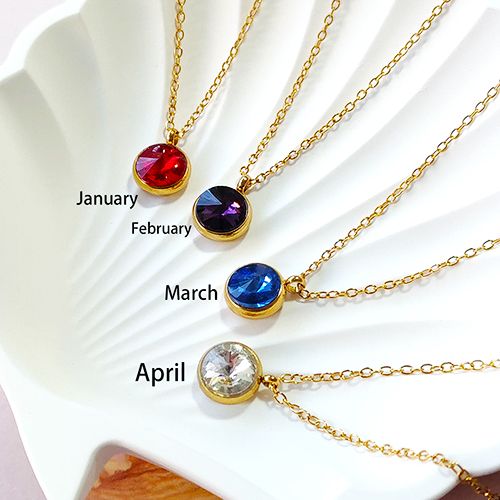 1 stainless steel rhinestone material (January-December) birthstone pendant necklace, suitable for friends, lovers, relatives, dad, mom