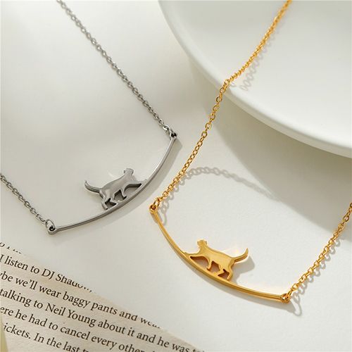 Steady & Stylish: Walking the Wire Cat Stainless Steel Pendant - Kenya Fashion
