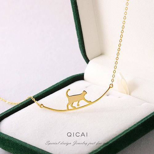 Steady & Stylish: Walking the Wire Cat Stainless Steel Pendant - Kenya Fashion