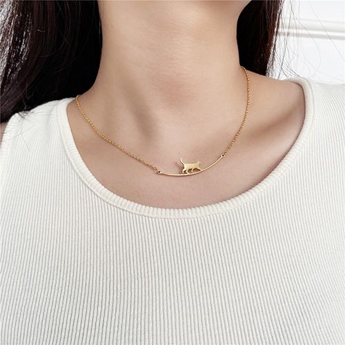 Steady & Stylish: Walking the Wire Cat Stainless Steel Pendant - Kenya Fashion
