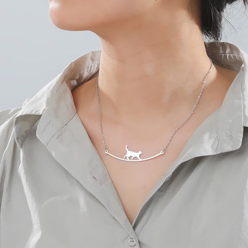Steady & Stylish: Walking the Wire Cat Stainless Steel Pendant - Kenya Fashion
