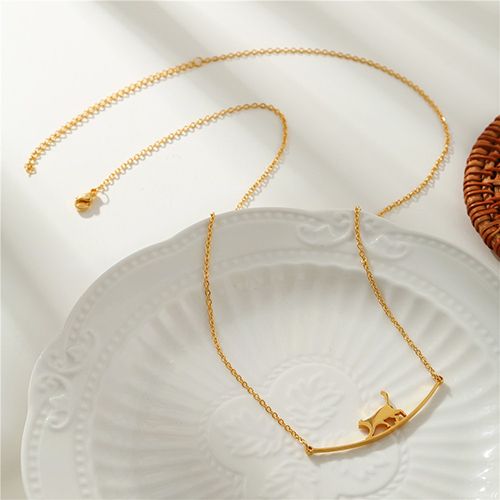 Steady & Stylish: Walking the Wire Cat Stainless Steel Pendant - Kenya Fashion