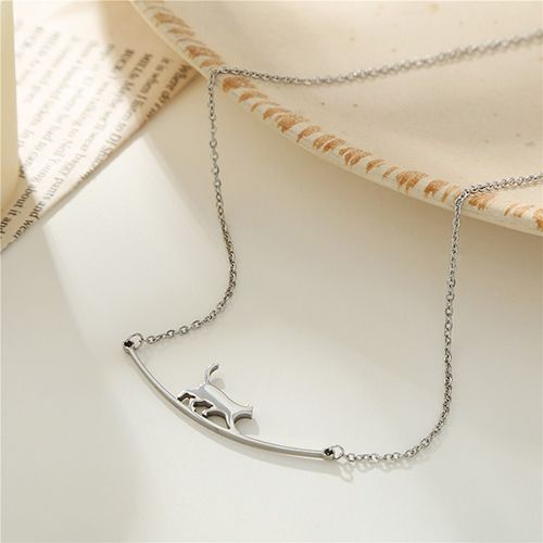 Steady & Stylish: Walking the Wire Cat Stainless Steel Pendant - Kenya Fashion