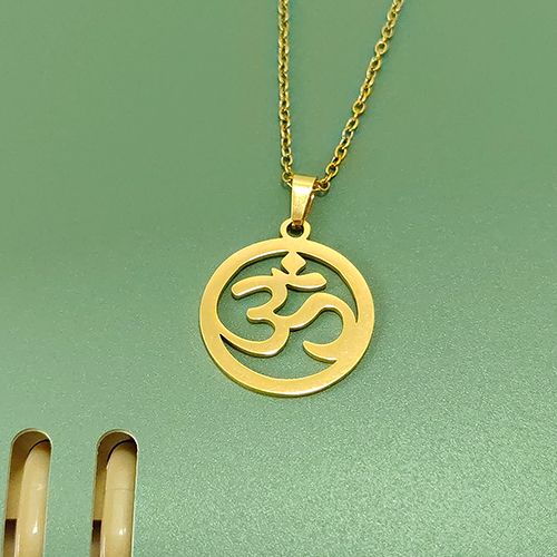 Spiritual OM Necklace Gold - Protection Pendant Gift for Her/Him, Stainless Steel Yoga Jewelry Kenya