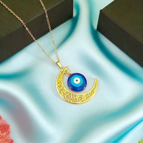 Bohemian Evil Eye Moon Charm Necklace - Lucky & Stylish