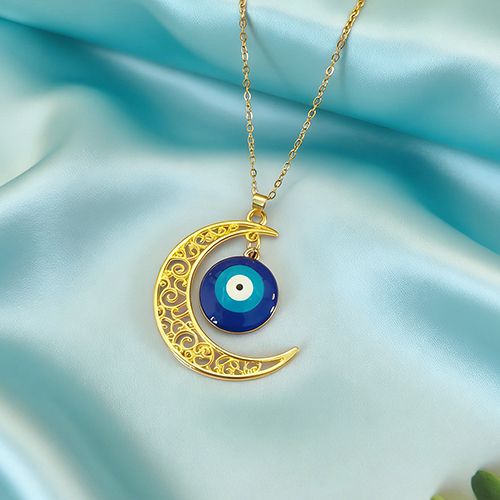Bohemian Evil Eye Moon Charm Necklace - Lucky & Stylish