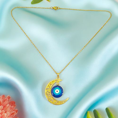 Bohemian Evil Eye Moon Charm Necklace - Lucky & Stylish