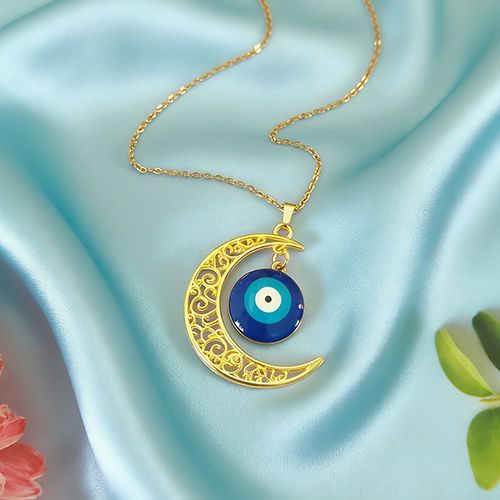 Bohemian Evil Eye Moon Charm Necklace - Lucky & Stylish