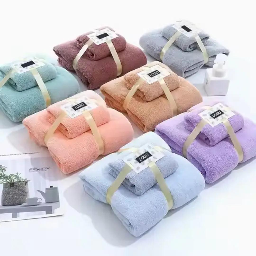 Microfiber Coral Fleece Strong Absorbent Premium Bath Towel. Multipurpose Bathroom Set.