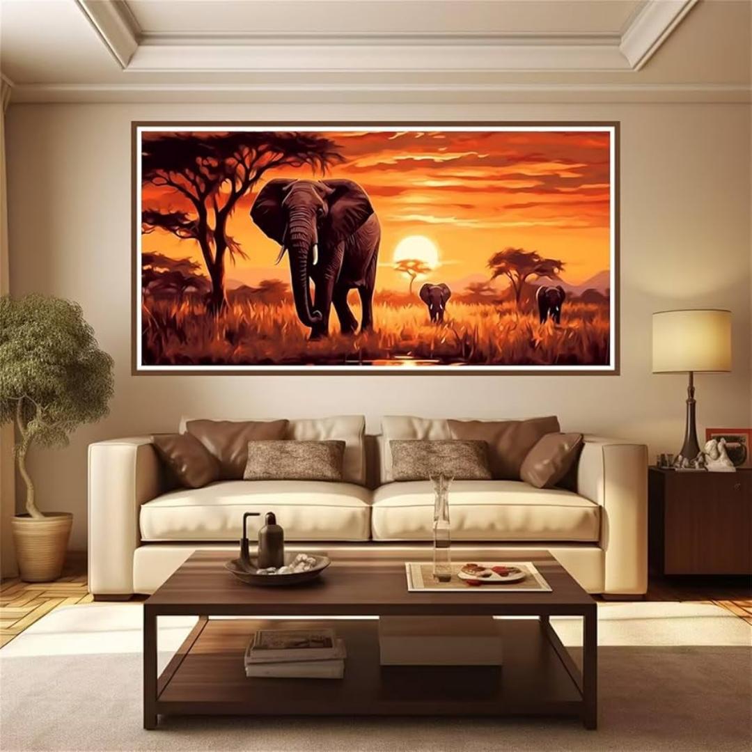 Elephant Potrait. Big Five African Giant Elephant. African Potrait. Acrylic Diamond Pendant Potrait Elephant