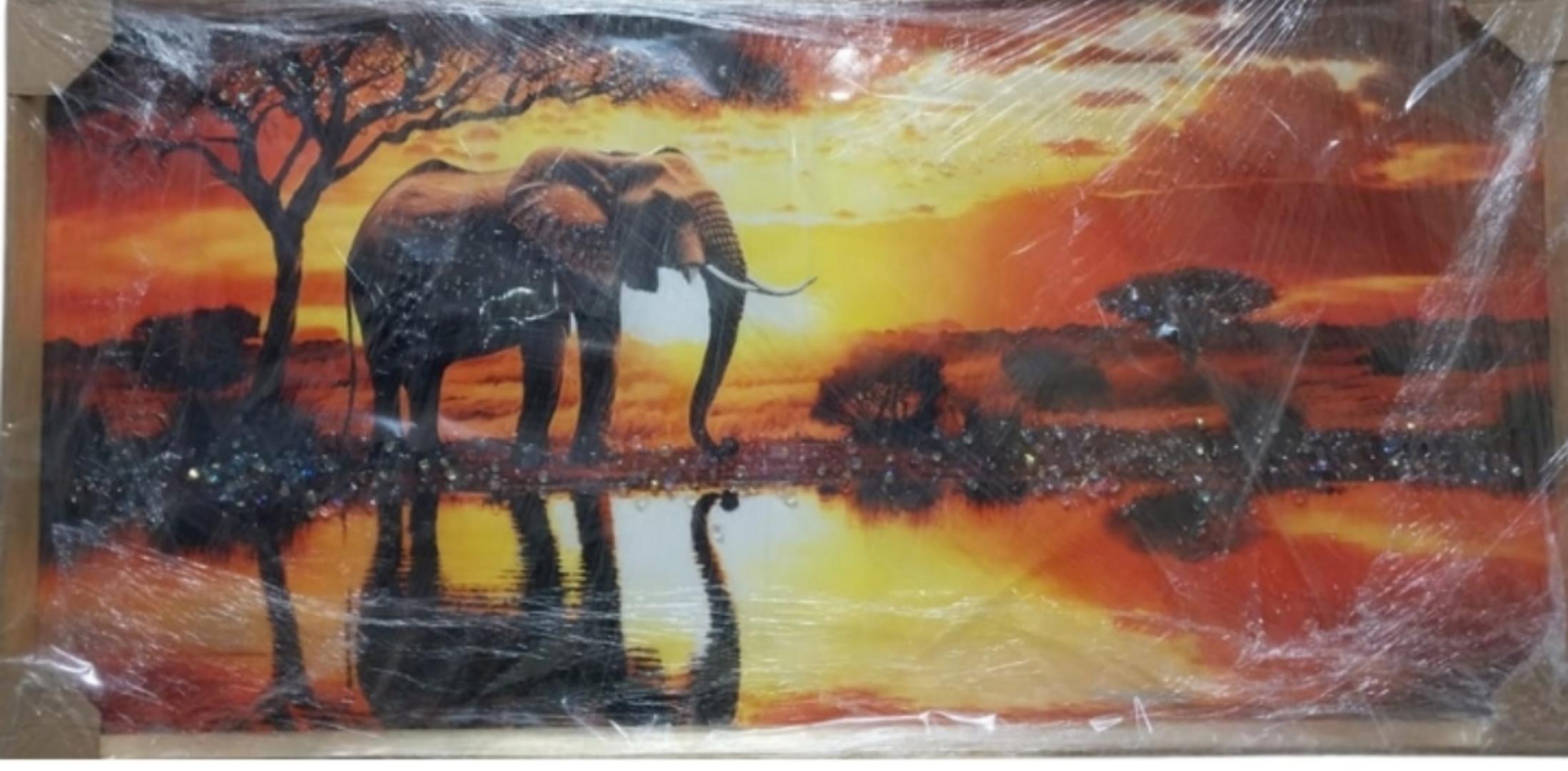 Elephant Potrait. Big Five African Giant Elephant. African Potrait. Acrylic Diamond Pendant Potrait Elephant