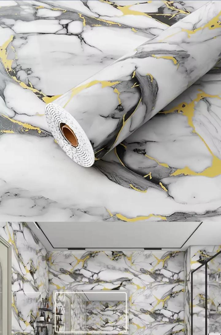 Self Adhesive Wall Paper.  Marble Wall Paper. Peel&Stick Wall Paper. Coil Tile Sticker