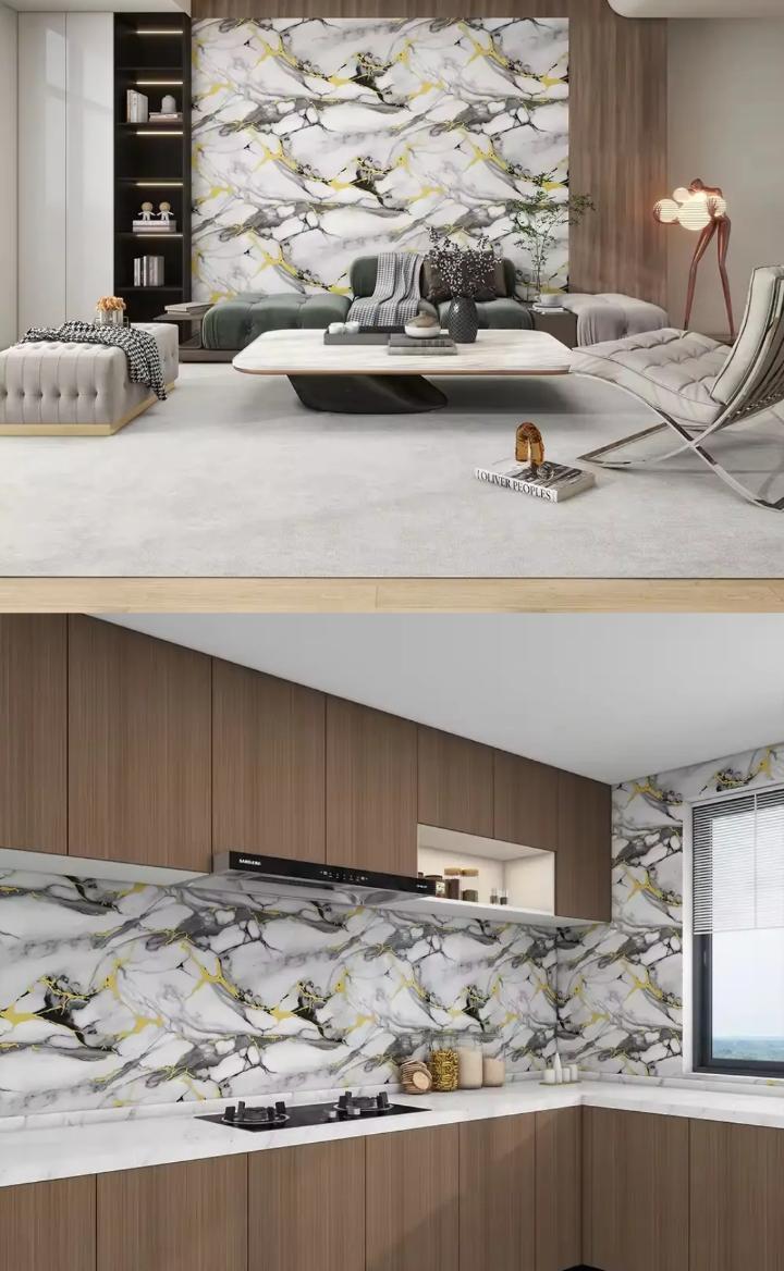 Self Adhesive Wall Paper.  Marble Wall Paper. Peel&Stick Wall Paper. Coil Tile Sticker