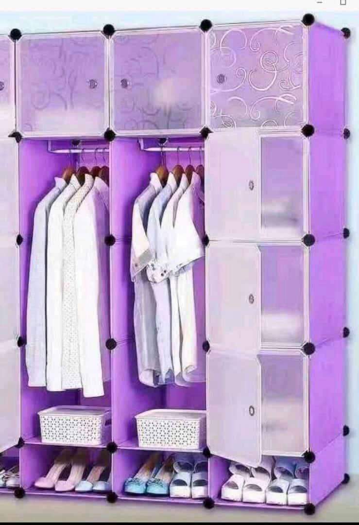 PLASTIC WARDROBE 3 COLUMN HOME CUBE STORAGE ORGANIZER WITH DOORS, CUBE SHELVES, CLOSET CABINET, DIY PLASTIC MODULAR BOOKSHELF, STORAGE SHELVING IDEAL FOR BEDROOM, LIVING ROOM