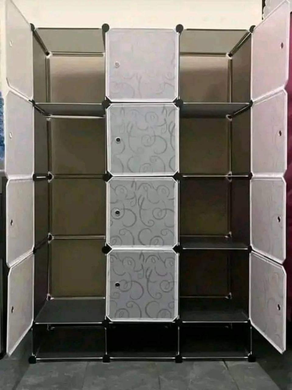 PLASTIC WARDROBE 3 COLUMN HOME CUBE STORAGE ORGANIZER WITH DOORS, CUBE SHELVES, CLOSET CABINET, DIY PLASTIC MODULAR BOOKSHELF, STORAGE SHELVING IDEAL FOR BEDROOM, LIVING ROOM