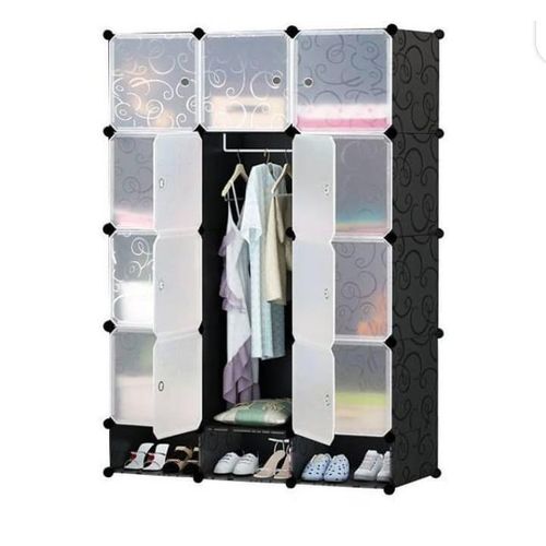 PLASTIC WARDROBE 3 COLUMN HOME CUBE STORAGE ORGANIZER WITH DOORS, CUBE SHELVES, CLOSET CABINET, DIY PLASTIC MODULAR BOOKSHELF, STORAGE SHELVING IDEAL FOR BEDROOM, LIVING ROOM