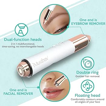 RECHARGEABLE FLAWLESS DUO PERFECT SHAVER 2IN1 FOR  EYE BROWS BODY OR  FACIAL HAIR USB PORTABLE ELECTRIC EYEBROW TRIMMER PEN FOR WOMEN, PAINLESS PRECISION EYEBROW SHAVER RAZOR TOOL FOR FACE, FINGERS, L