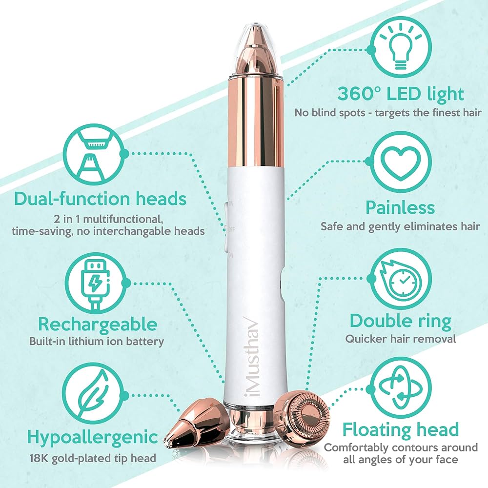 RECHARGEABLE FLAWLESS DUO PERFECT SHAVER 2IN1 FOR  EYE BROWS BODY OR  FACIAL HAIR USB PORTABLE ELECTRIC EYEBROW TRIMMER PEN FOR WOMEN, PAINLESS PRECISION EYEBROW SHAVER RAZOR TOOL FOR FACE, FINGERS, L