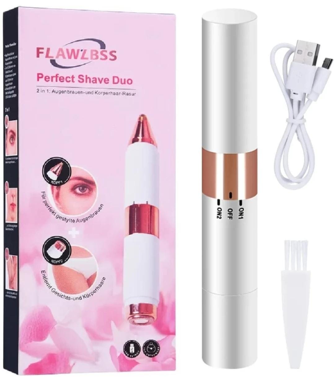 RECHARGEABLE FLAWLESS DUO PERFECT SHAVER 2IN1 FOR  EYE BROWS BODY OR  FACIAL HAIR USB PORTABLE ELECTRIC EYEBROW TRIMMER PEN FOR WOMEN, PAINLESS PRECISION EYEBROW SHAVER RAZOR TOOL FOR FACE, FINGERS, L