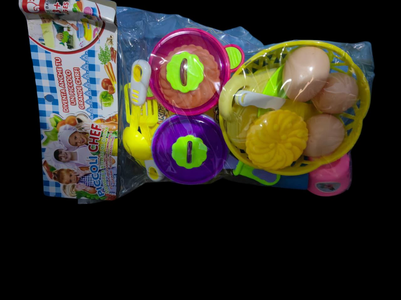 KITCHEN PLAY SET KIDS KITCHEN UTENSILSPLAY KITCHEN ACCESSORIES – COOKWARE, DISHES, UTENSILS –PLAY SET FOR KIDS – PRETEND PLAY TOYS – 2 YEARS + – MINI CHEF KITCHEN SET