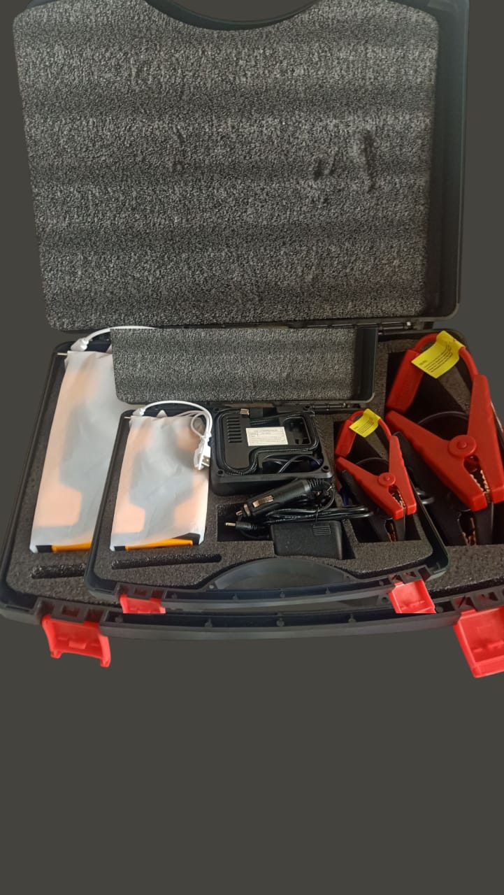 CAR JUMP STARTER KIT PORTABLE AND AIR COMPRESSOR ELECTRIC FULLY AUTOMATIC CAR BATTERY CHARGER & ENGINE STARTER - BATTERY CHARGER & MAINTAINER - FOR STANDARD, AGM, GEL & DEEP-CYCLE BATTERIES - REVERSE