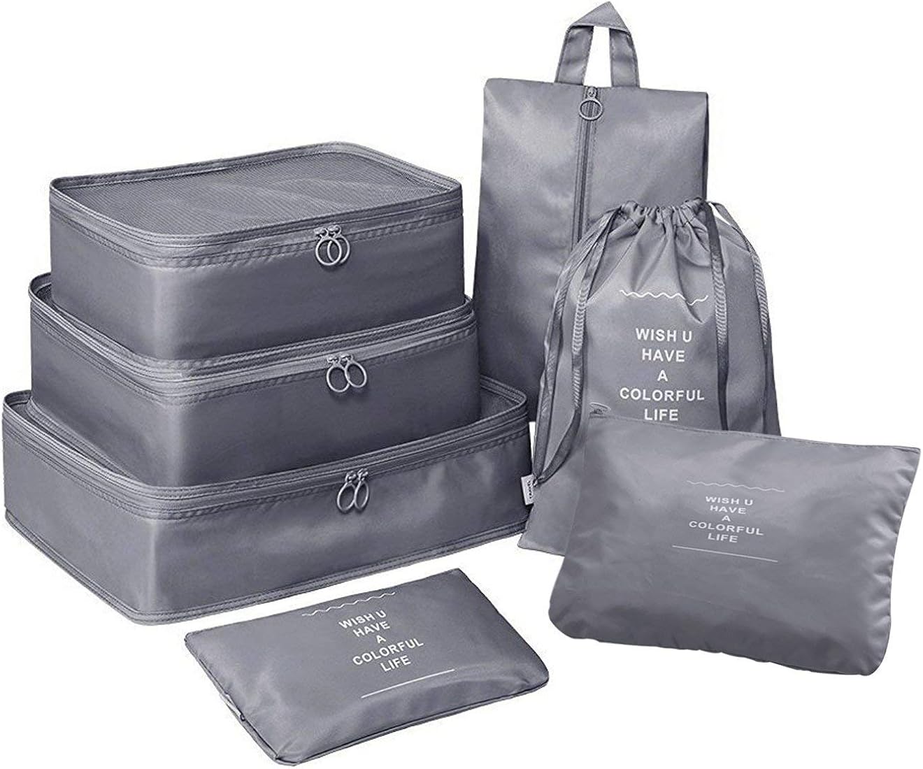7 IN 1 SUITCASE ORGANIZER SET PACKING CUBES FOR TRAVEL, GIFTS FOR WOMEN MOM,ANTI-TEARING SUITCASE ORGANIZER FOR LUGGAGE WITH SHOE & HANGING TOILETRY BAG,OLARHIKE VACATION ESSENTIALS & ACCESSORIES FOR