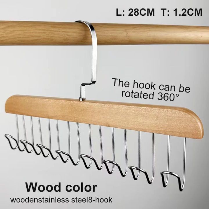 WOODEN PLANK 8 HOOK HANGER MULTI HOOK UNDERWEAR OR BAG HANGER BRA HANGER FOR CLOSET, TANK TOP ORGANIZER  FOLDABLE WOOD SPACE SAVING HANGER CLOSET ORGANIZERS AND STORAGE FOR DORM & APARTMENT FOR TANK T